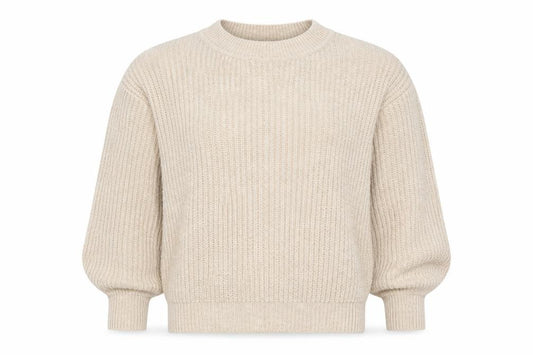 ASOS DESIGN Women’s Beige UK 8 Chunky Knit Crew Neck Balloon Sleeve Jumper