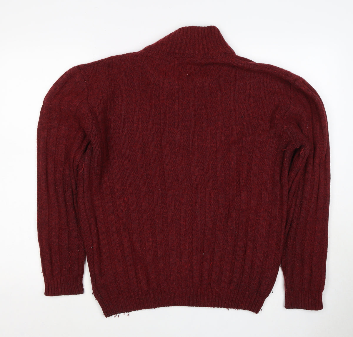 Crew Clothing Co Men’s Red XL Wool Henley Cable Knit Jumper