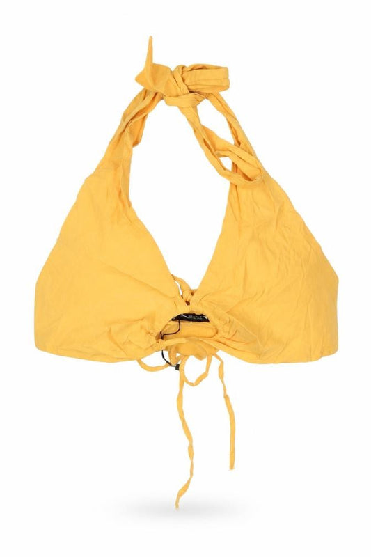Zara Woman Yellow Halter Cropped Tie Back Tank Top Size M