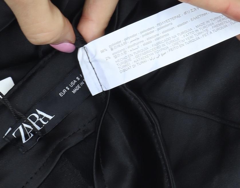 Zara Women Black S Satin Effect Tailored Shorts NWT