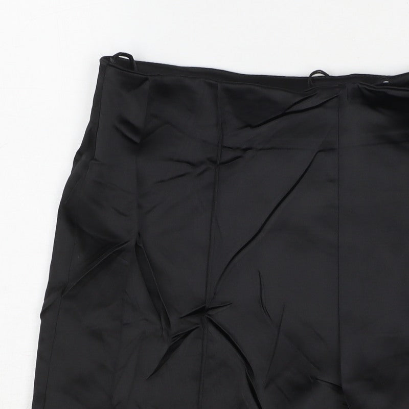 Zara Women Black S Satin Effect Tailored Shorts NWT