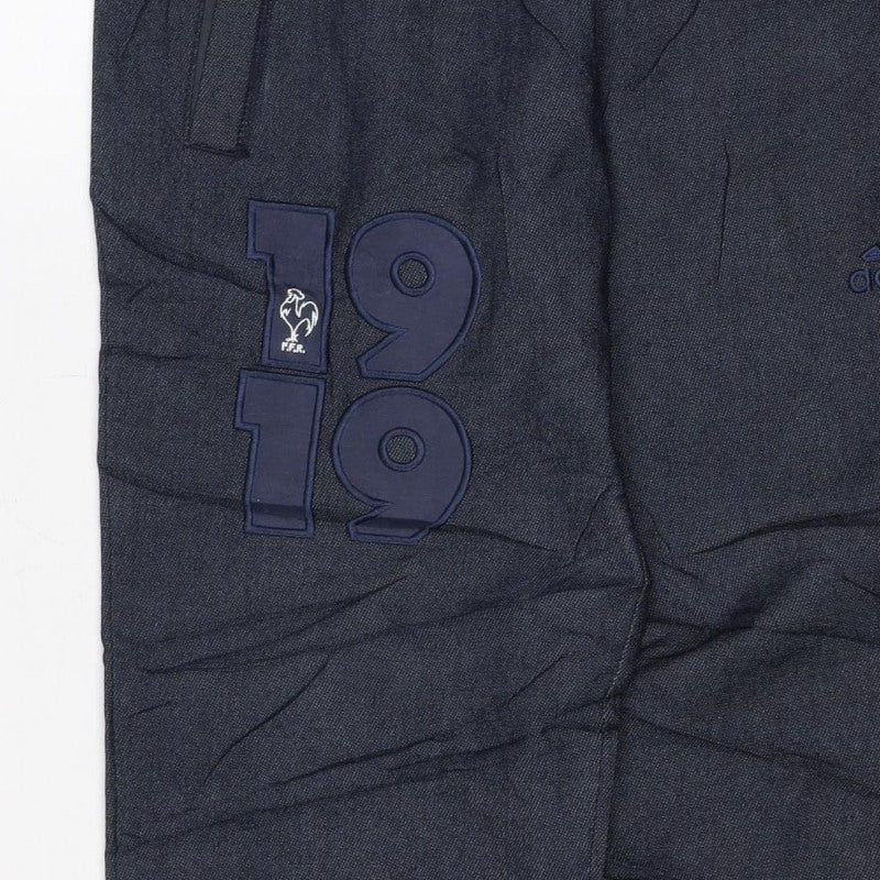 Adidas Men's Navy Blue S Jogger Track Pants Drawstring Zip Pockets