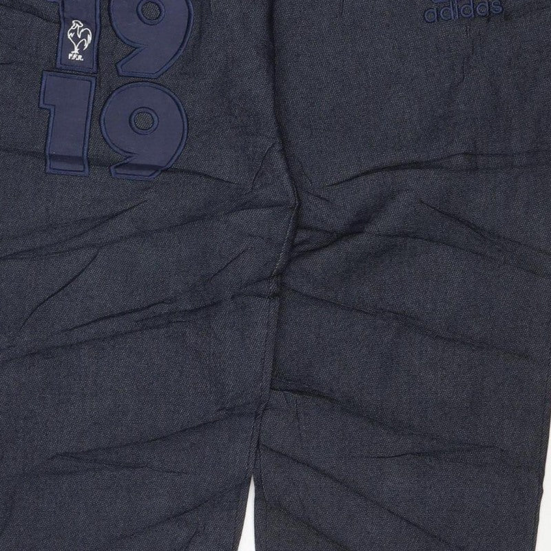 Adidas Men's Navy Blue S Jogger Track Pants Drawstring Zip Pockets