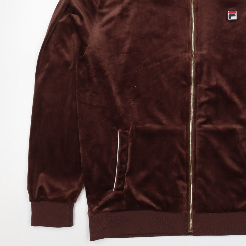 Fila Men Brown L Full Zip Velvet Track Sweatshirt Logo