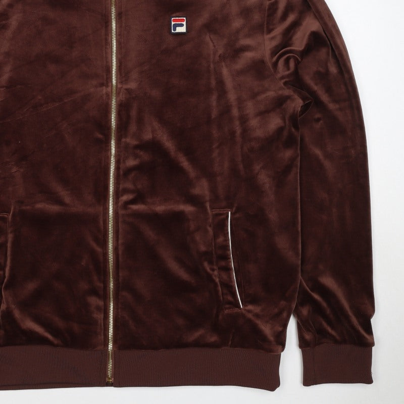 Fila Men Brown L Full Zip Velvet Track Sweatshirt Logo