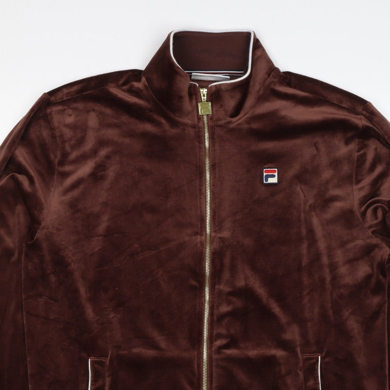 Fila Men Brown L Full Zip Velvet Track Sweatshirt Logo