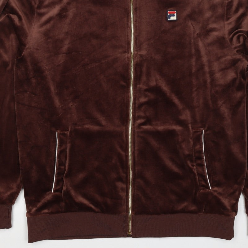 Fila Men Brown L Full Zip Velvet Track Sweatshirt Logo