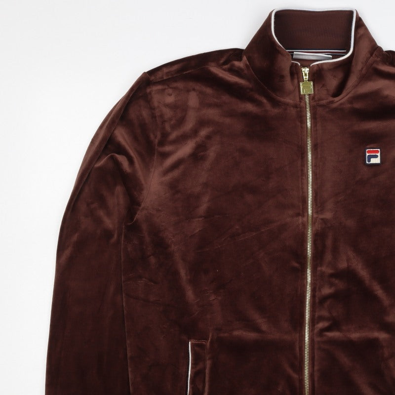 Fila Men Brown L Full Zip Velvet Track Sweatshirt Logo
