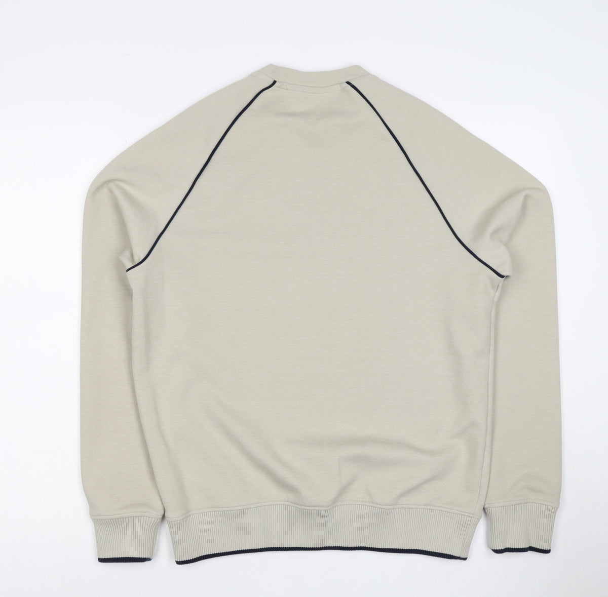 Autograph Men’s Beige Small Crew Neck Piped Cotton Blend Sweatshirt