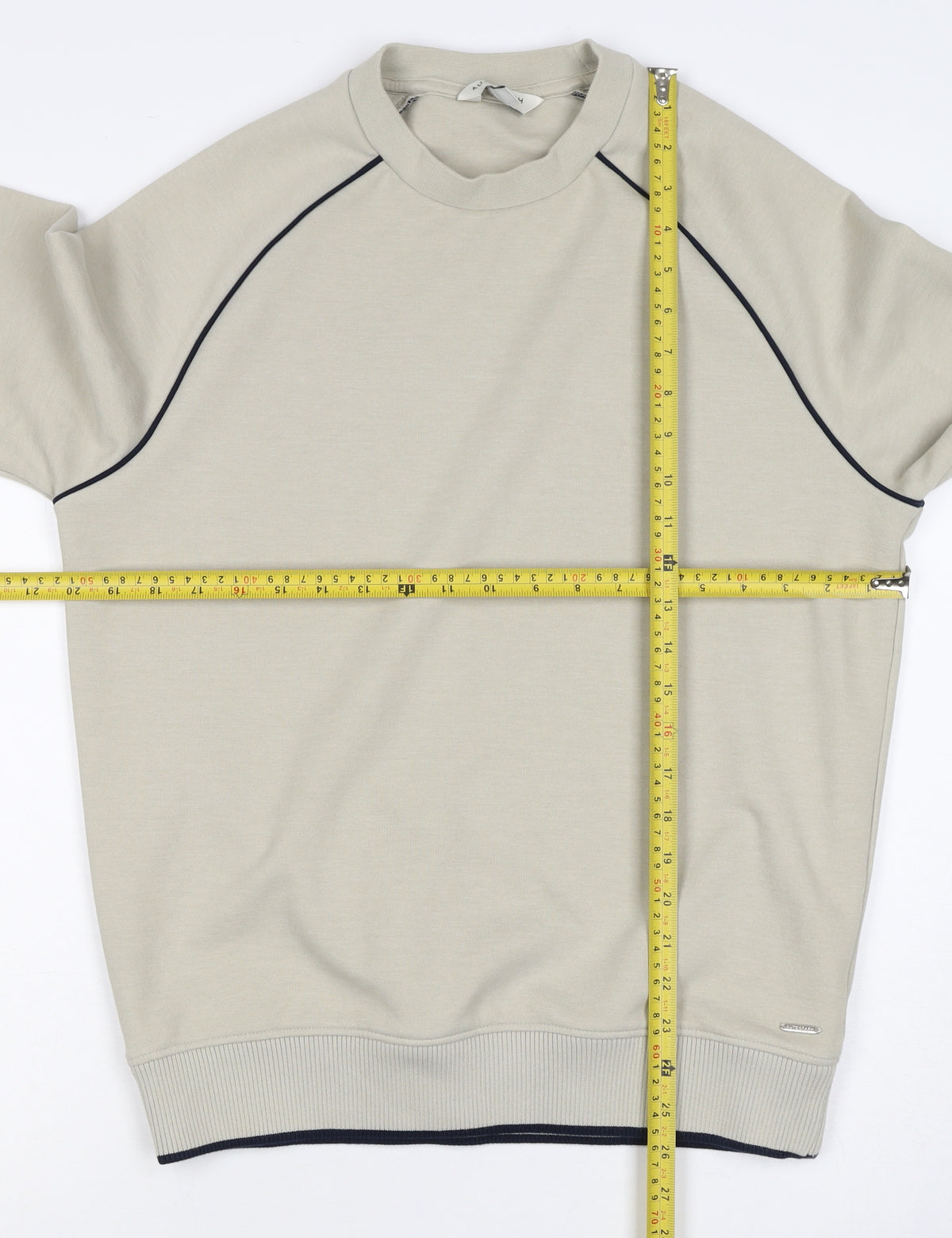 Autograph Men’s Beige Small Crew Neck Piped Cotton Blend Sweatshirt