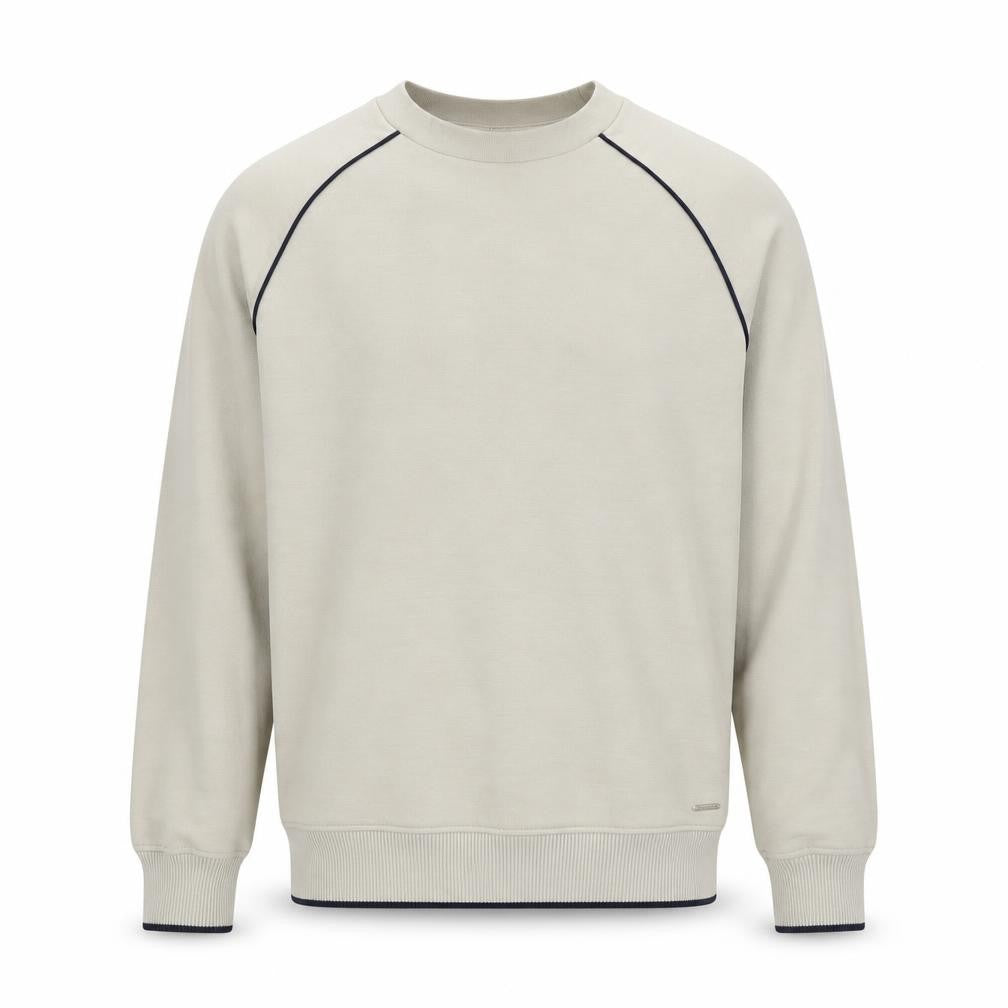 Autograph Men’s Beige Small Crew Neck Piped Cotton Blend Sweatshirt