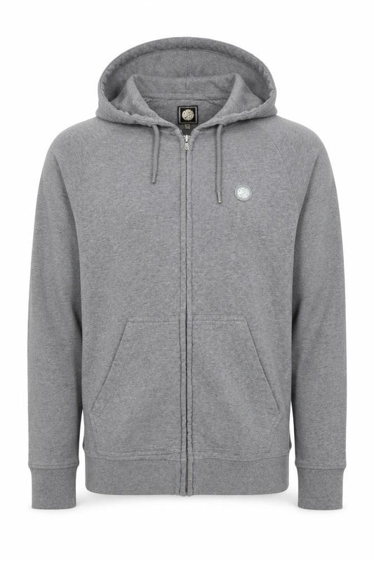 Pretty Green Men's Grey S Full Zip Hooded Cotton Hoodie Logo