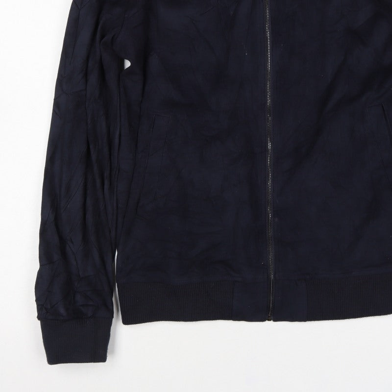 Zara Man Blue M Bomber Jacket Full Zip Casual Pockets