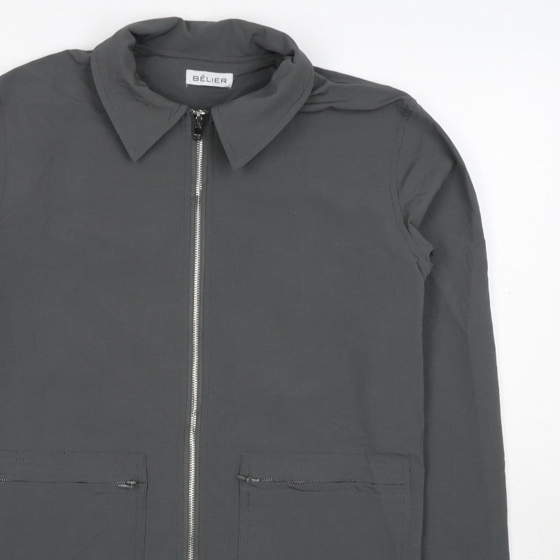 Bélier Men’s Grey Stretch Zip Jacket Size S Point Collar Pockets