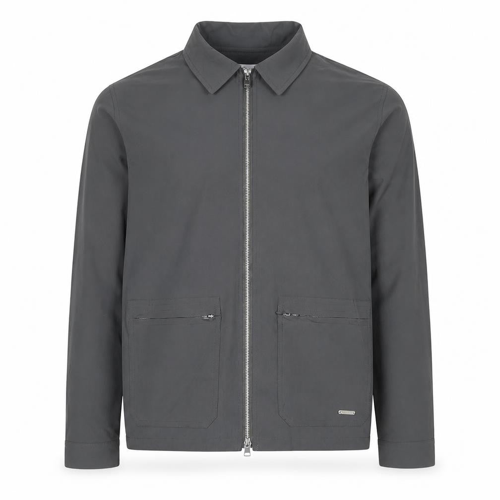 Bélier Men’s Grey Stretch Zip Jacket Size S Point Collar Pockets