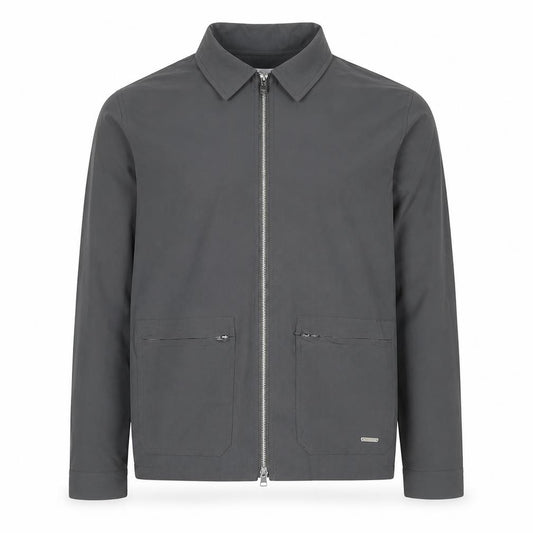 Bélier Men’s Grey Stretch Zip Jacket Size S Point Collar Pockets
