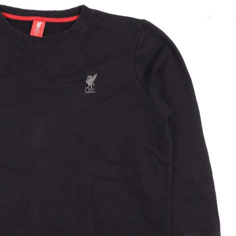Liverpool FC Men’s Black 2XL Crew Neck Logo Pullover Sweatshirt