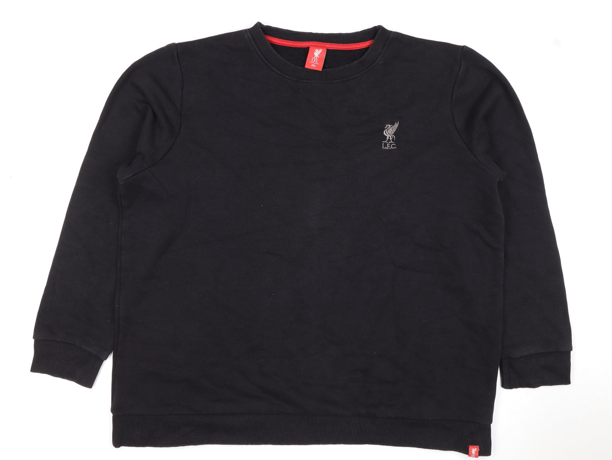 Liverpool FC Men’s Black 2XL Crew Neck Logo Pullover Sweatshirt