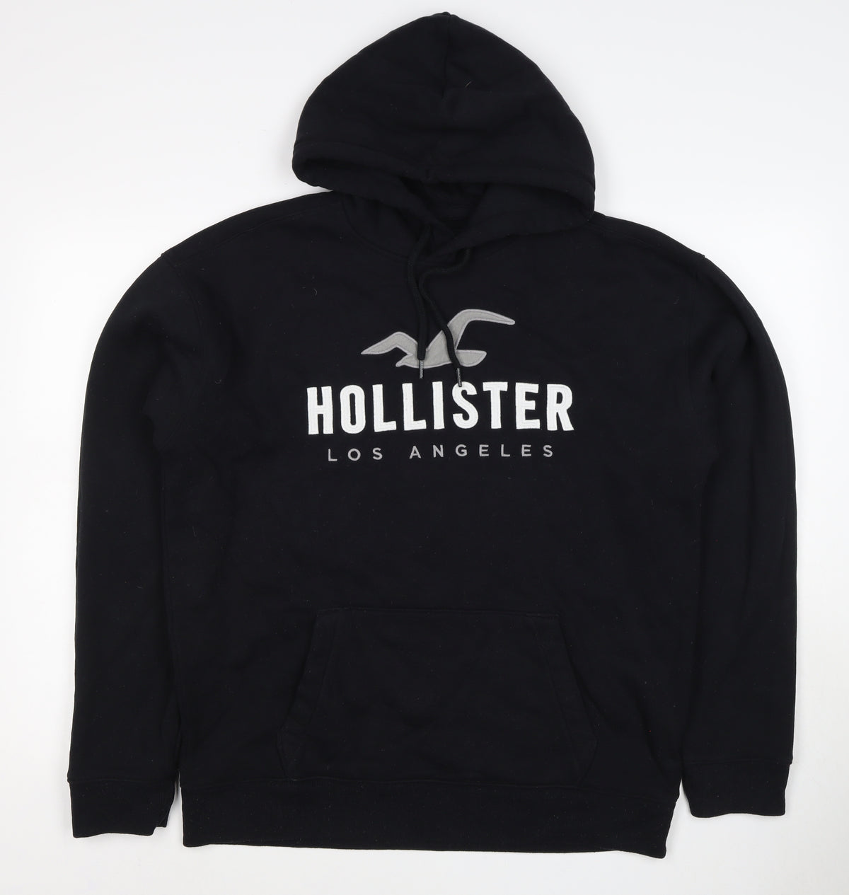 Hollister Men’s Black L Pullover Hoodie Logo Graphic Fleece