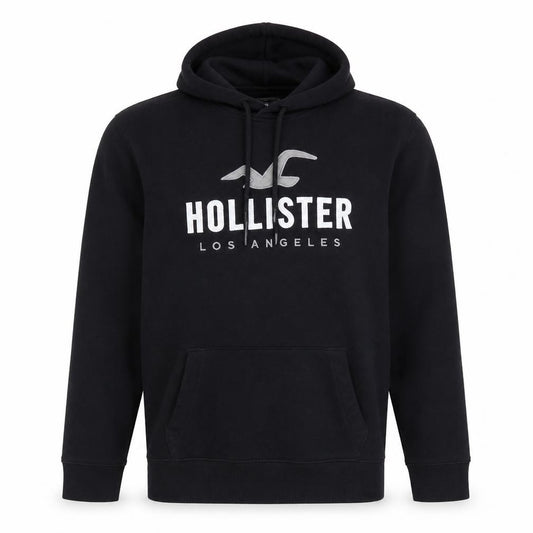 Hollister Men’s Black L Pullover Hoodie Logo Graphic Fleece