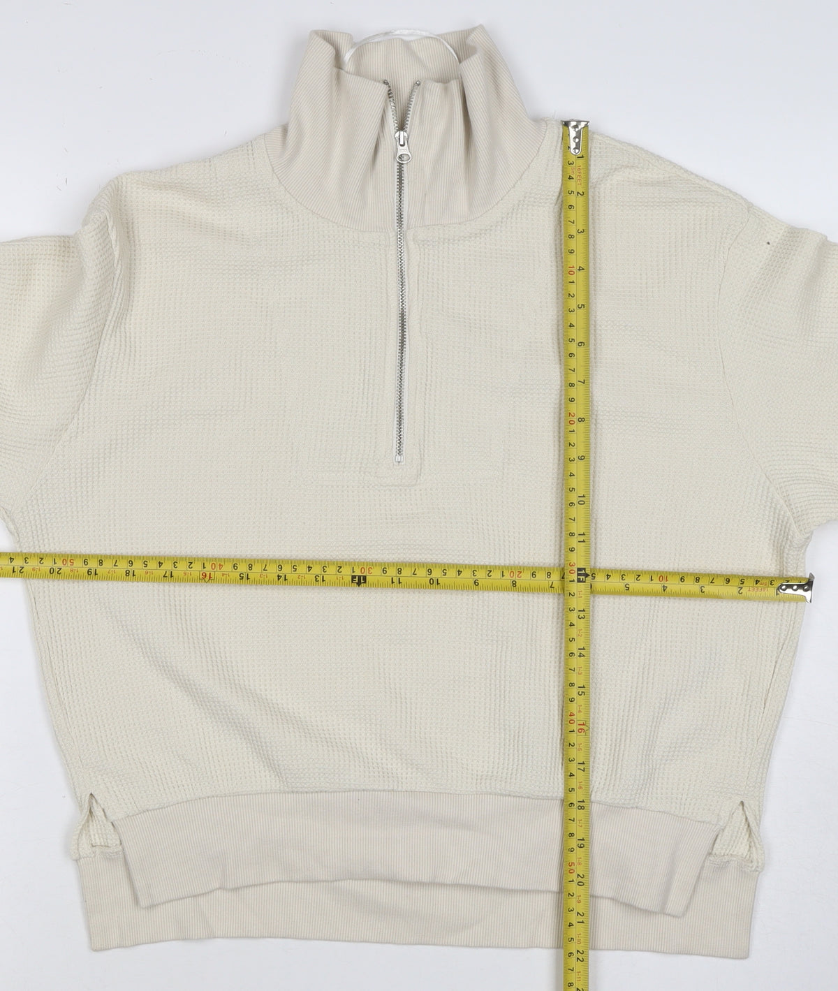 GU Women’s Ivory M Quarter Zip Knit Pullover Sweatshirt