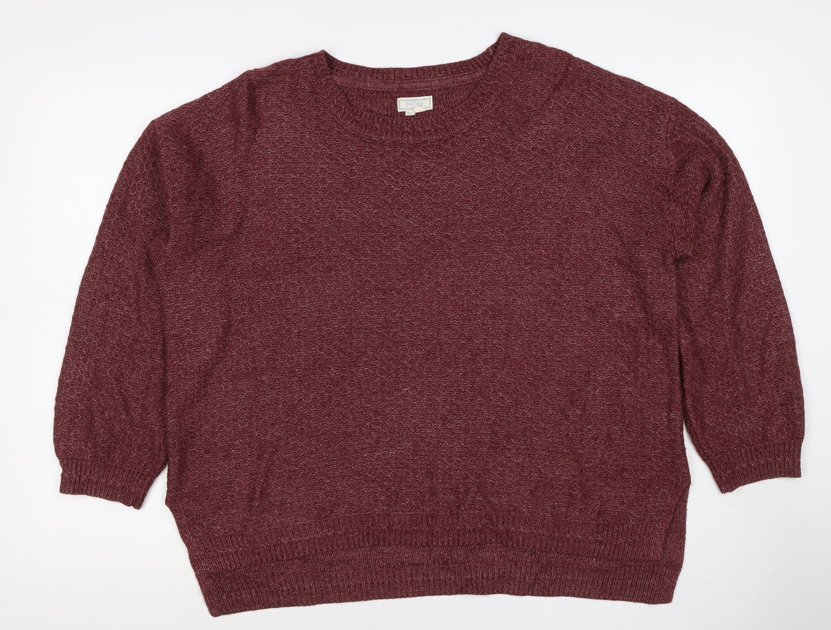 Fat Face Women’s Red Size 16 Crew Neck Knit Pullover Jumper