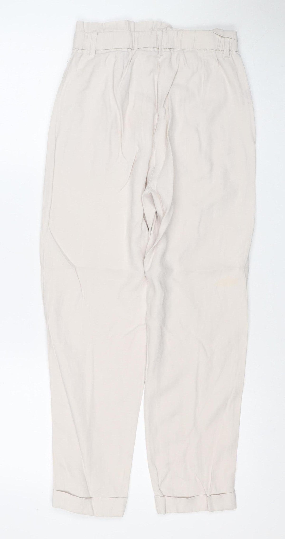 Zara Women's Ivory XS Cuffed Jogger Trousers Viscose Blend