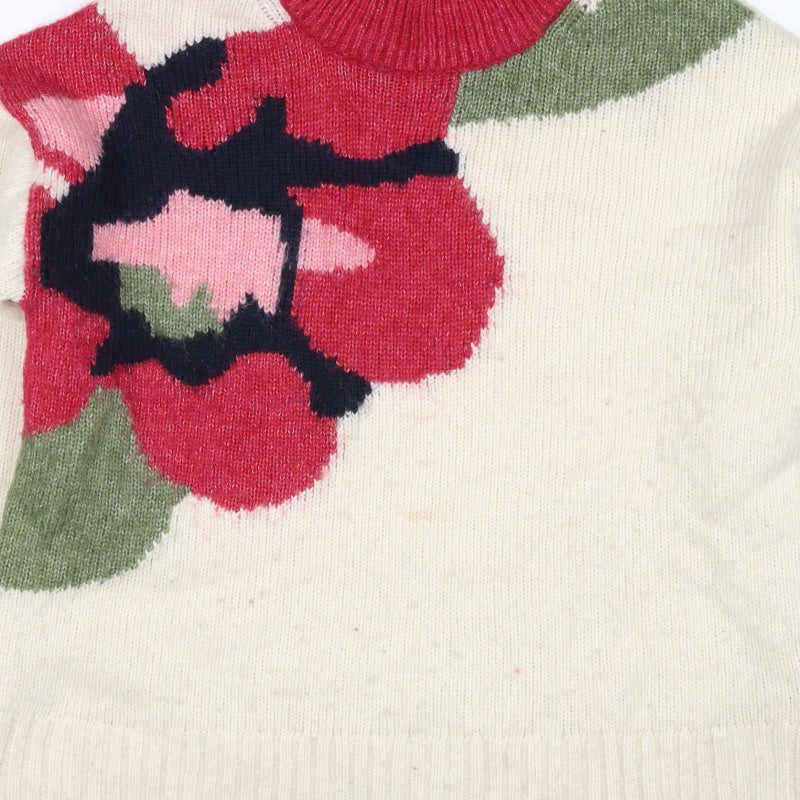 Marks & Spencer Women's M Ivory Rose Roll Neck Knit Jumper