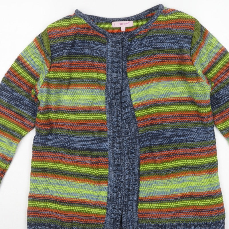 Per Una Women Multicoloured S Open Knit Stripe Cardigan Long Sleeve