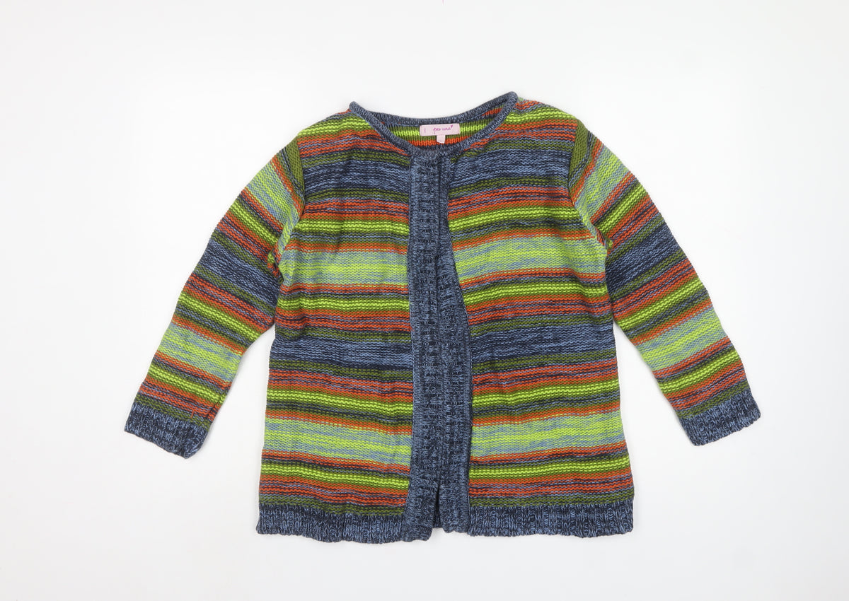 Per Una Women Multicoloured S Open Knit Stripe Cardigan Long Sleeve