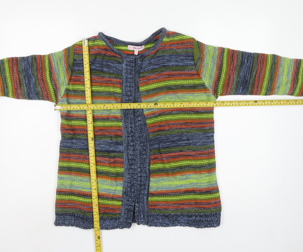Per Una Women Multicoloured S Open Knit Stripe Cardigan Long Sleeve