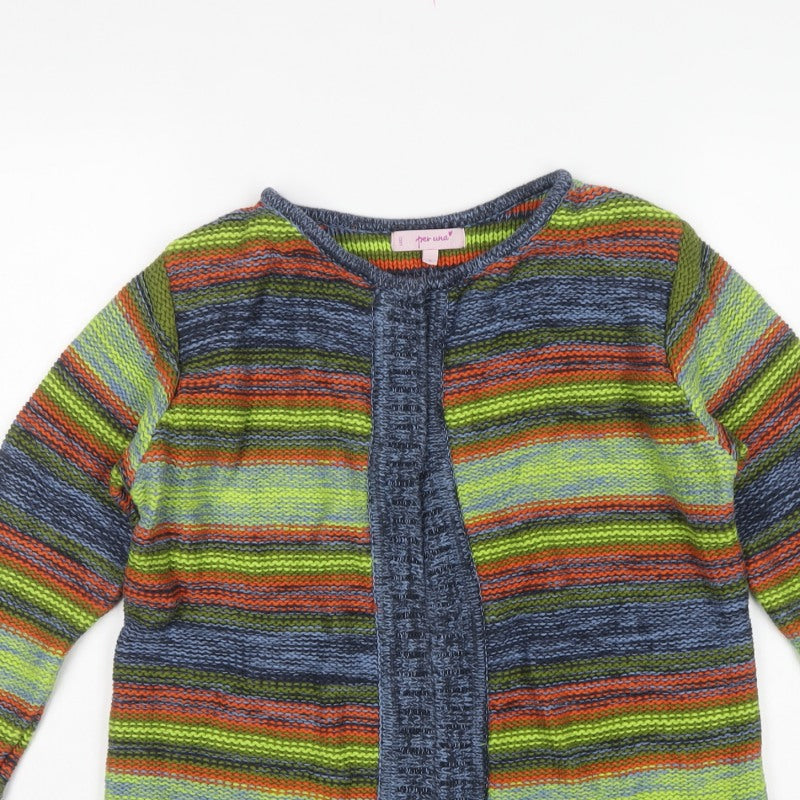 Per Una Women Multicoloured S Open Knit Stripe Cardigan Long Sleeve