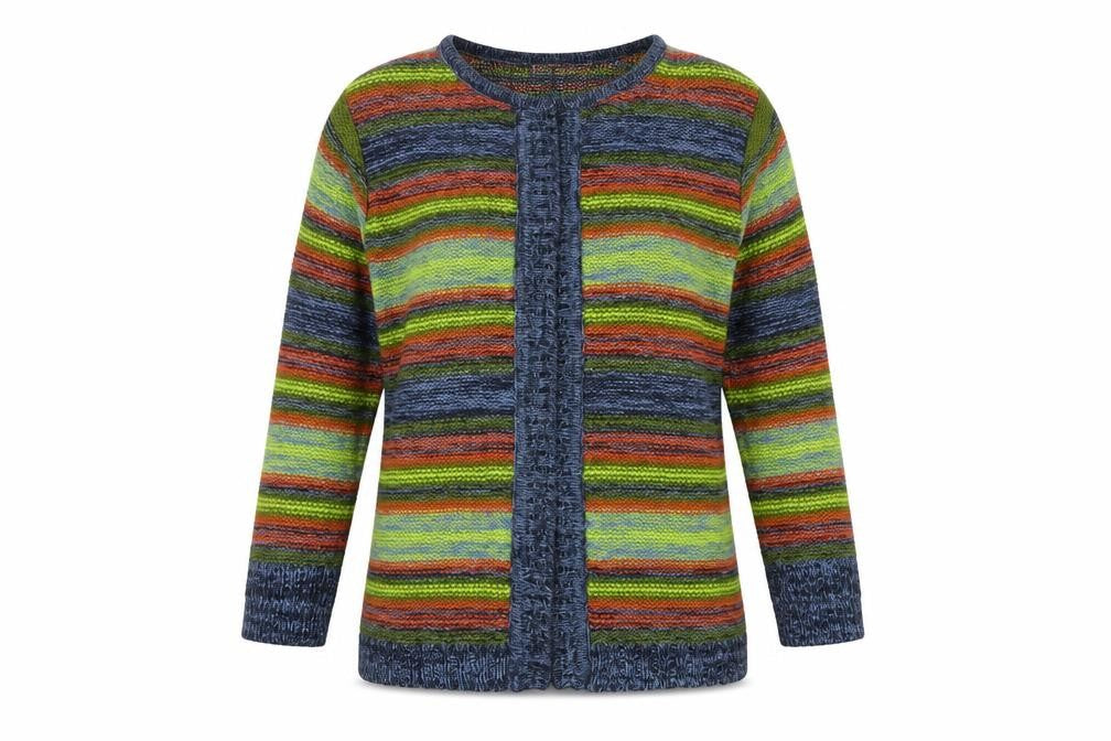 Per Una Women Multicoloured S Open Knit Stripe Cardigan Long Sleeve