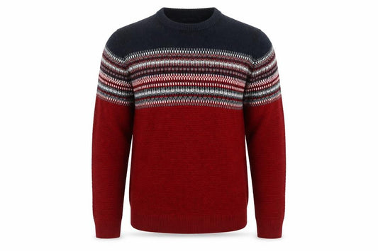 James Pringle Men’s M Red Fair Isle Crew Neck Acrylic Pullover Jumper