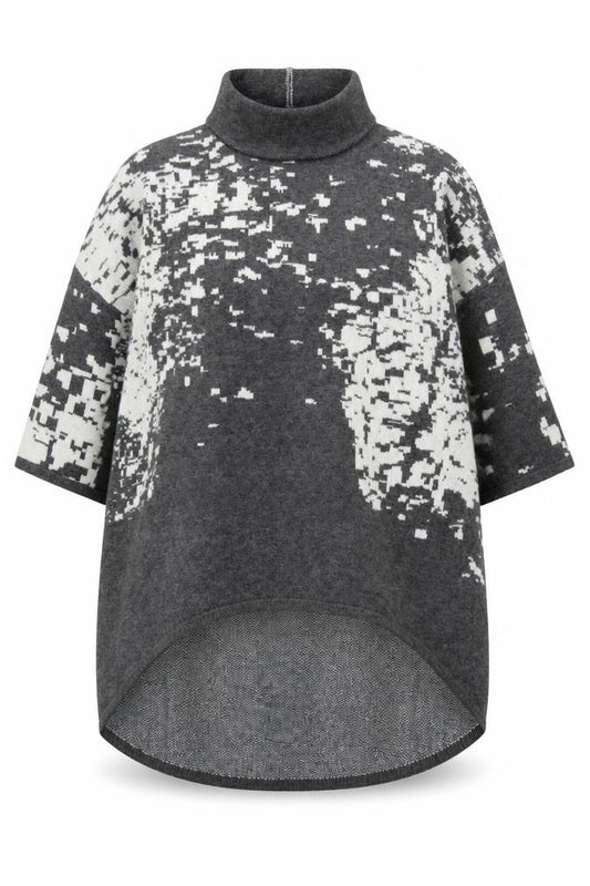 Izabel London Curve Women Grey White UK 18 Roll Neck Oversized Jumper