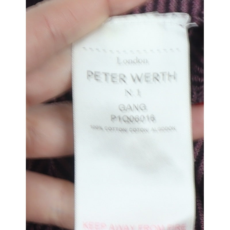 Peter Werth Men’s Purple Striped Cotton Henley Jumper Size XL
