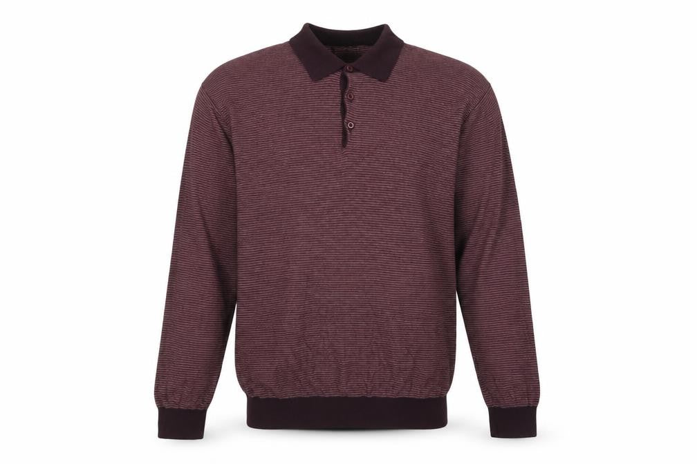 Peter Werth Men’s Purple Striped Cotton Henley Jumper Size XL
