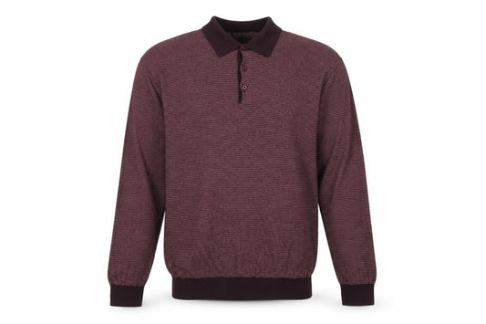 Peter Werth Men’s Purple Striped Cotton Henley Jumper Size XL