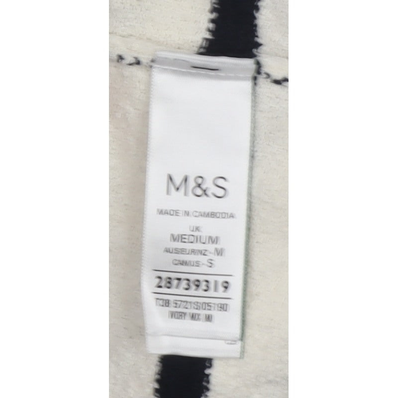Marks and Spencer Women Ivory Black Stripe Cotton Knit Jumper M
