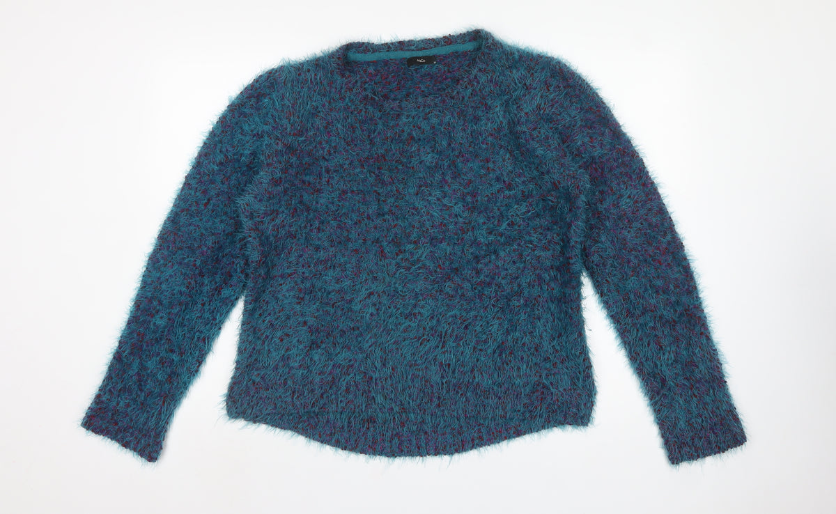M&Co Women’s Blue Size 20 Fluffy Knit Round Neck Pullover Jumper
