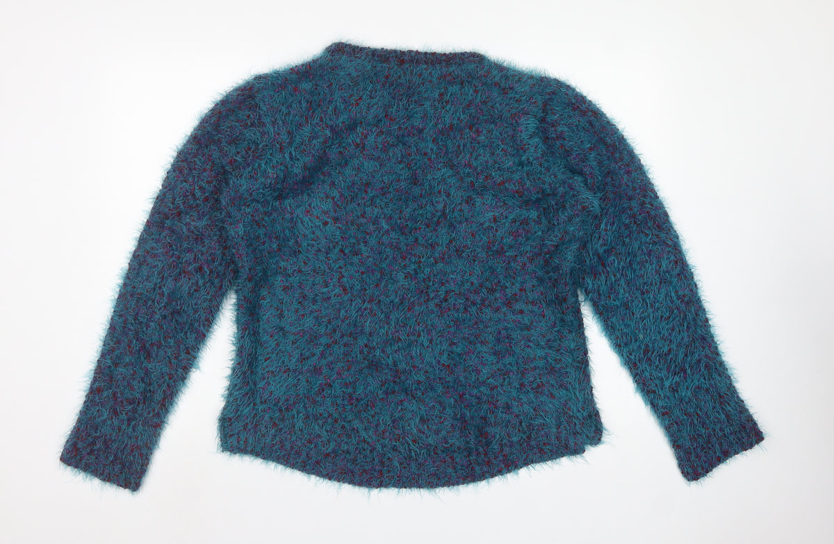 M&Co Women’s Blue Size 20 Fluffy Knit Round Neck Pullover Jumper