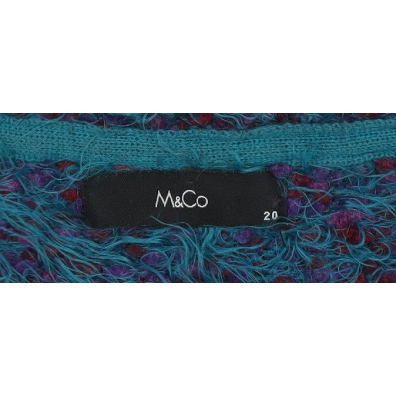 M&Co Women’s Blue Size 20 Fluffy Knit Round Neck Pullover Jumper