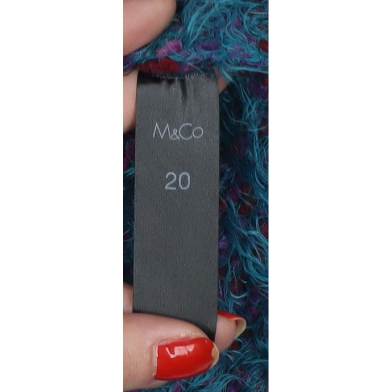 M&Co Women’s Blue Size 20 Fluffy Knit Round Neck Pullover Jumper