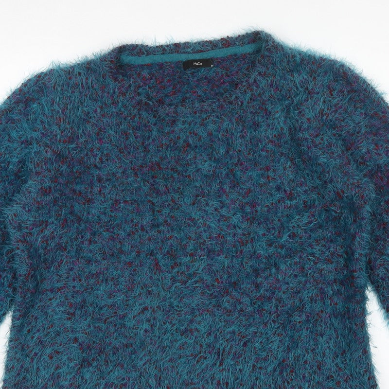 M&Co Women’s Blue Size 20 Fluffy Knit Round Neck Pullover Jumper