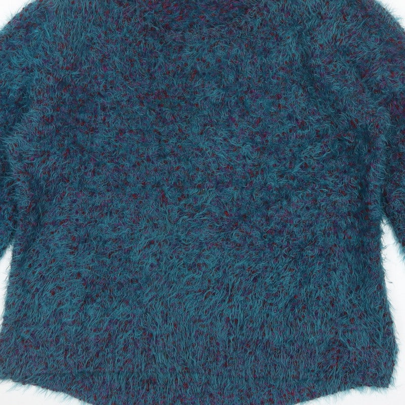 M&Co Women’s Blue Size 20 Fluffy Knit Round Neck Pullover Jumper