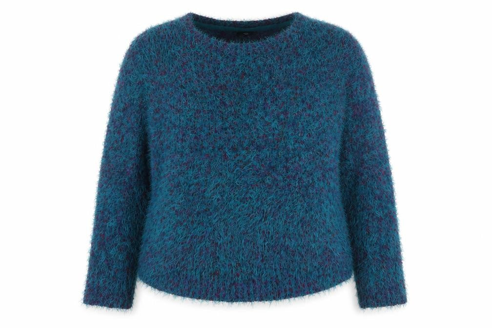 M&Co Women’s Blue Size 20 Fluffy Knit Round Neck Pullover Jumper