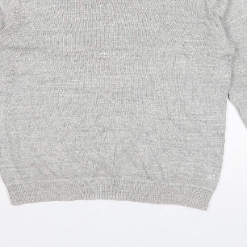Mantaray Men's Grey Cotton V-Neck Pullover Jumper Size L