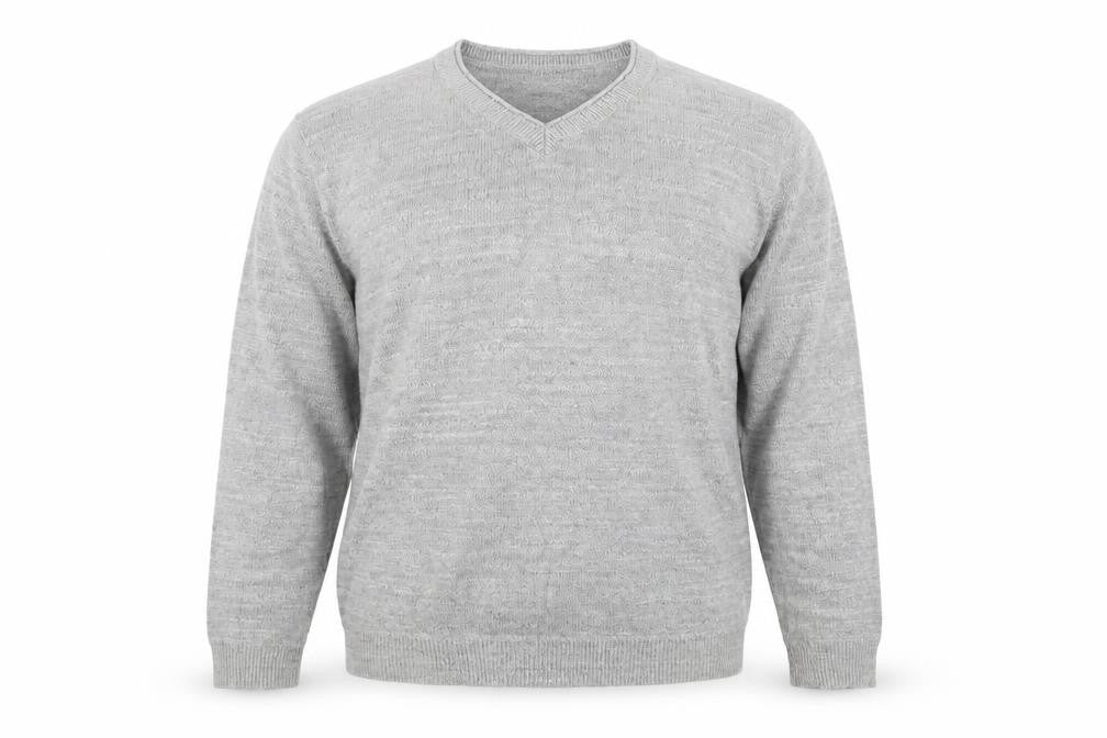Mantaray Men's Grey Cotton V-Neck Pullover Jumper Size L