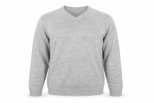 Mantaray Men's Grey Cotton V-Neck Pullover Jumper Size L