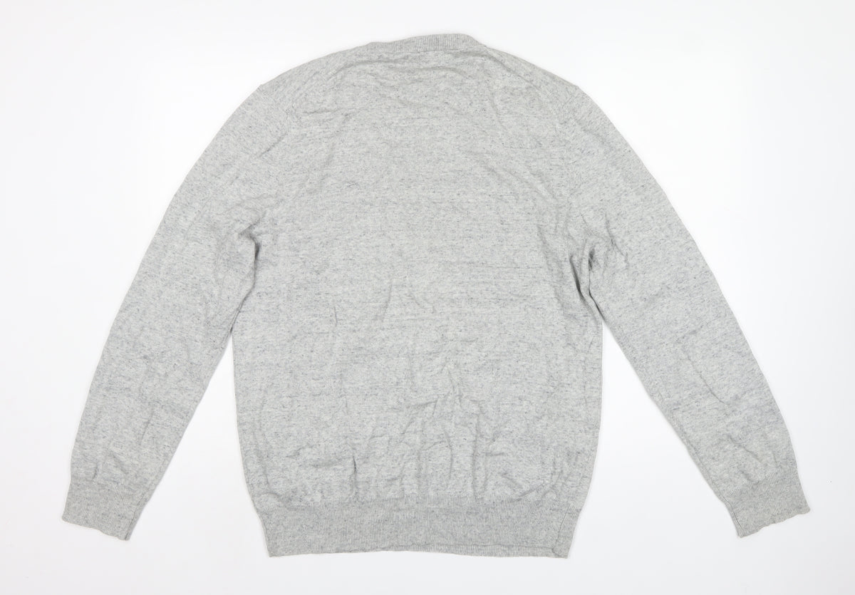 Marks and Spencer Men's Grey Cotton Crew Neck Pullover Jumper L
